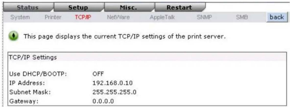 Longshine LCS-PS112 - TCP/IP Status - 1