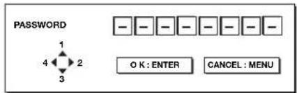PASSWORD 1 4 2 3 O K: ENTER CANCEL: MENU