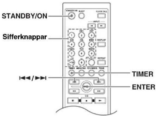 STANDBY/ON Sifferknappar TIMER ENTER