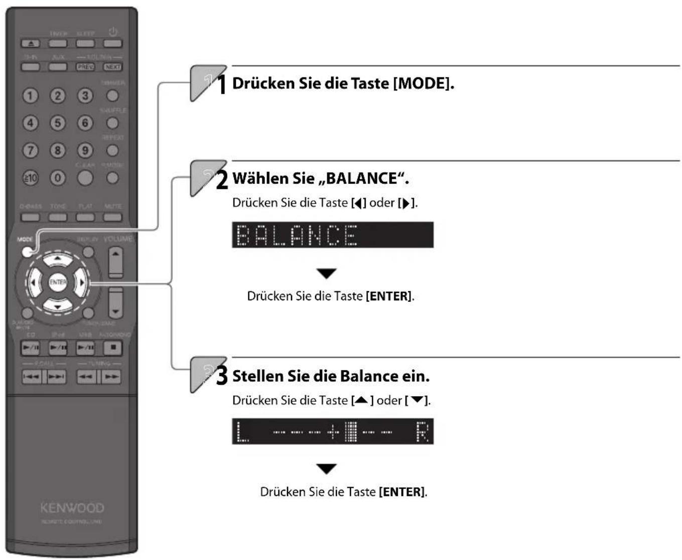 KENWOOD K-521-B - Einstellen der Lautstärkebalance der Lautsprecher - 1