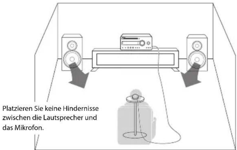 Platzieren Sie keine Hindernisse zwischen die Lautsprecher und das Mikrofon.