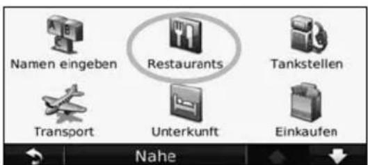 Namen eingeben Restaurants Tankstellen Transport Unterkunft Einkaufen Nahe