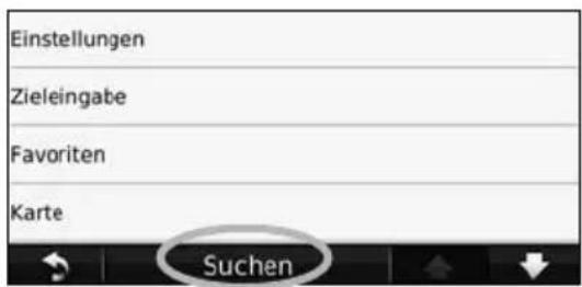 Einstellungen Zieleingabe Favoriten Karte Suchen