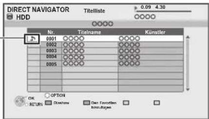 DIRECT NAVIGATOR HDD Titellate 0.09 4.30 Nr. Titlename Künstler 0001 ○○○○○ ○○○○ 0002 ○○○○○ ○○○○ 0003 ○○○○○ ○○○○ 0004 ○○○○○ ○○○○ 0005 ○○○○○ ○○○○ OK ○ OPTION RETURN ○ Clonstrow ▼ Das Forderen Ausübungen □ □