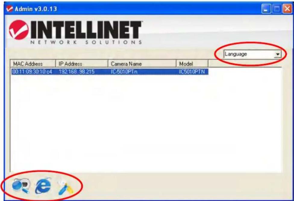 Admin v3.0.13 INTELLINET® NETWORK SOLUTIONS Language MAC Address IP Address Camera Name Model 00:11:09:30:10:c4 192 168.98.215 IC-5010PTn IC5010PTN