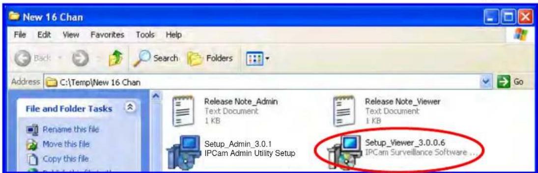 New 16 Chan File Edit View Favorites Tools Help Back Search Folders Address C:\Temp\New 16 Chan Go File and Folder Tasks Rename this file Move this file Copy this file Release Note_Admin Text Document 1 KB Release Note_Viewer Text Document 1 KB Setup_Admin_3.0.1 IPCam Admin Utility Setup Setup_Viewe…