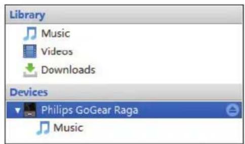 Library Music Videos Downloads Devices Philips GoGear Raga Music
