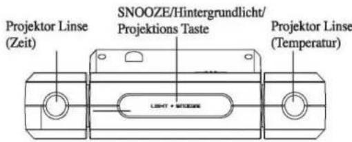 Projektor Linse (Zeit) SNOOZE/Hintergrundlicht/ Projektions Taste Projektor Linse (Temperatur)