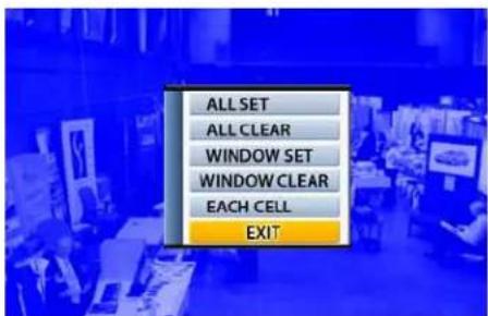 ALL SET ALL CLEAR WINDOW SET WINDOW CLEAR EACH CELL EXIT