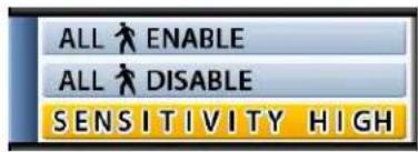 ALL ENABLE ALL DISABLE SENSITIVITY HIGH
