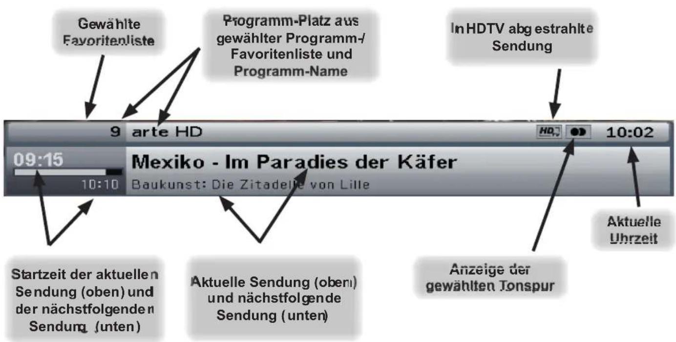 Gewählte Favoritenliste Programm-Platz aus gewählter Programm-/ Favoritenliste und Programm-Name In HDTV abg estrahlte Sendung 9 arte HD 10:02 09:15 Mexiko - Im Paradies der Käfer Baukunst: Die Zitadelle von Lille Startzeit der aktuellen Sendung (oben) und der nächstfolgenden Sendung (unten) Aktuell…