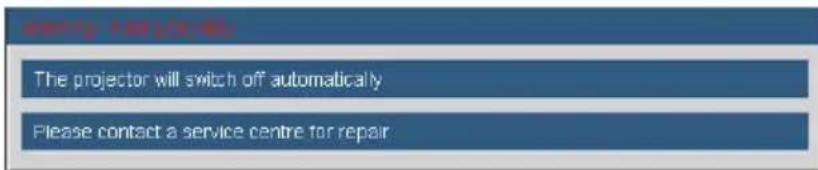 entry The projector will switch off automatically Please contact a service centre for repair