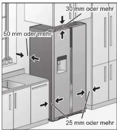 30 mm oder mehr 50 mm oder mehr 25 mm oder mehr