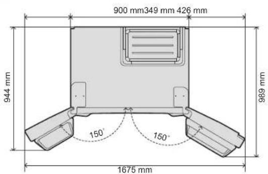 900 mm349 mm 426 mm 944 mm 150° 150° 1675 mm 989 mm