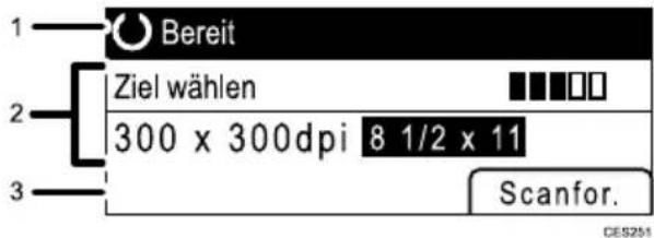 1 Bereit 2 Ziel wählen 300 x 300dpi 8 1/2 x 11 Scanfor. CES251