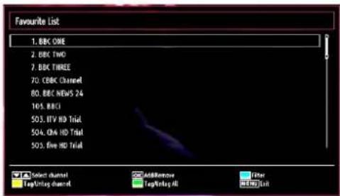 Favourite List 1. BBC ONE 2. BBC TWO 7. BBC THREE 70. CBC Channel 80. CBC NEWS 24 105. BKC 503. ITV HD Trial 504. ON4 HD Trial 505. five HD Trial Select channel TopUrling channel AddRemove TopUrling All Filter Exit