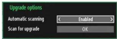 Upgrade options Automatic scanning < Enabled > Scan for upgrade OK