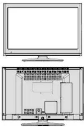 Technical diagram of a computer monitor with labeled internal components and Chinese explanatory text on the screen.