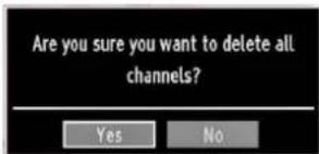 Are you sure you want to delete all channels? Yes No