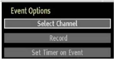 Event Options Select Channel Record Set Timer on Event