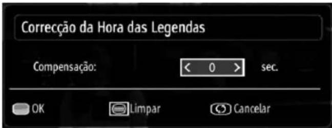 Correcção da Hora das Legendas Compensação: < 0 > sec. OK Limpar Cancelar