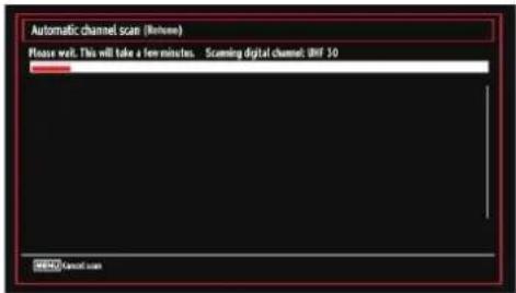 Automatic channel scan (Before) Please wait. This will take a 10-minutes. Scanning digital channel: Diff 30 SINEMA Special scan