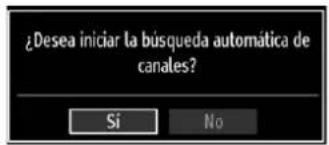 ¿Desea iniciar la búsqueda automática de canales? Si No