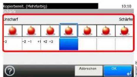 Kopierbereit. (Mehrfarbig) Scharfe 10:10 Unscharf Schärfer -3 -2 -1 +1 +2 -3 Abbrechen OK