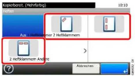 Kopierbereit. (Mehrfarbig) 10:10 Heften Aus 1 Heftklammern 2 Heftklammern 2 Heftklammern Andere Abbreven GR0032 00