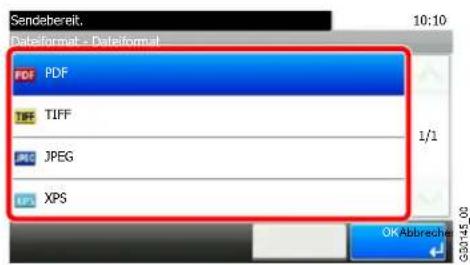 Sendebereit. Dateformat - Dateformat PDF PDF TIFF TIFF JPEG XPS 1/1 OK Abbrecher GS3145.00