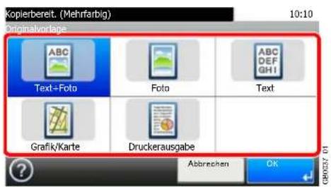 Kopierbereit. (Mehrfarbig) Originalvorlage 10:10 Text+Foto Foto Text Grafik/Karte Druckerausgabe ? Abbrevchen OK GB027-01
