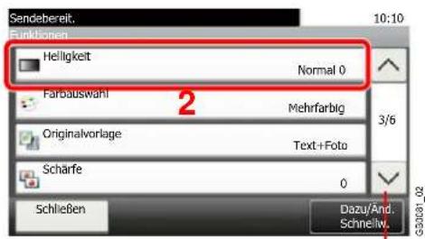 Sendebereit. Funktionen 10:10 Helligkeit Normal 0 Farbauswahl Mehrfarbig Originalvorlage Text+Foto Schärfe 0 Schließen Dazu/Änd. Schnelw.