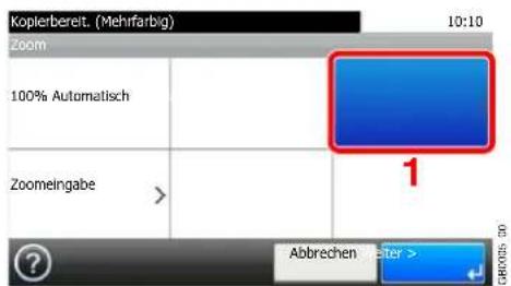 Kopierbereit. (Mehrfarbig) 10:10 Zoom 100% Automatisch Zoomeingabe > 1 Abbrechen Peter >