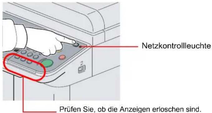 Netzkontrollleuchte Prüfen Sie, ob die Anzeigen erloschen sind.