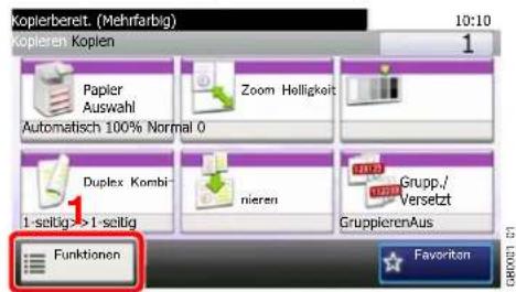 Kopierbereit. (Mehrfarbig) 10:10 Kopierer. Kopien Papier Auswahl Automatisch 100% Normal 0 Zoom Holligkeit Duplex Kombi- 1-seitig>>1-seitig nieren Grupp./ Versetzt GruppierenAus Funktionen Favorite