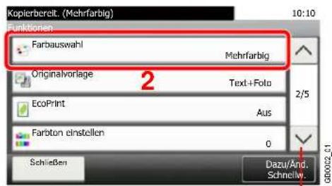 Kopierbereit. (Mehrfarbig) 10:10 Funktionen Farbauswahl Mehrfarbig Originalvorlage Text+Foto 2/5 EcoPrint Aus Farbton einstellen 0 Schließen Dazu/And. Schnelly. 080022_01