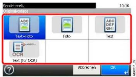 Sendebereit. Originalvorlage 10:10 ABC Text+Foto Foto Text ABC DEF GH1 ABOG - OCR Text (für OCR) Abbrechen OK GEO037_02