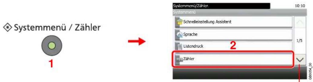 Systemmenü / Zähler 1 2 Systemmenü/Zähler. 10:10 Systemmenü Schnelleinstellung Assistent Sprache Listendruck Zähler