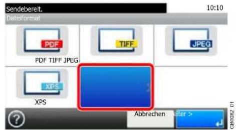 Sendebereit. 10:10 Dateformat PDF TIFF JPEG JPEG XPS XPS Abbrechen xalter >