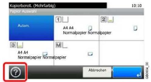Kopierbereit (Mehrfarbig) 10:10 Papier Auswahl Autom. A4 A4 Normalpapier Normalpapier A4 A4 Normalpapier Normalpapier Abbrochen 10 ?