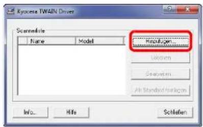 Kycena TWAIN Driver Scan fields Name Model Hiradugon... Unknown Scan system All Standard Scan logon Info... Hife Schlefern