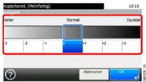 Kopierbereit. (Mehrfarbig) 10:10 Helligkeit Heller Normal Dunkler -3 -2 -1 0 +1 +2 +3 ? Abbrochen OK GROUSS DO