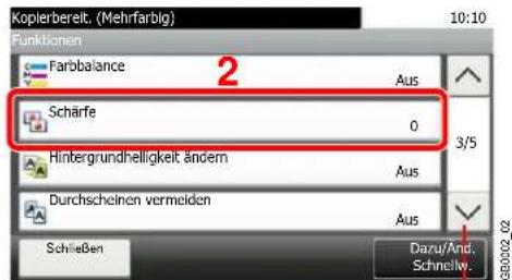 Koplerbereit. (Mehrfarblg) 10:10 Funktionen Farbbalance Aus Schärfe 0 3/5 Hintergrundhelligkeit ändern Aus Durchscheinen vermeiden Aus Schließen Dazu/And. Schnelw.