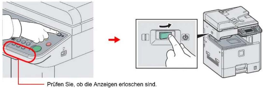 Prüfen Sie, ob die Anzeigen erloschen sind.