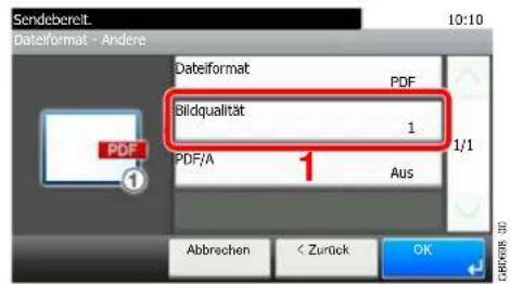 Sendebereit. DateFormat - Andere DateFormat PDF Bildqualität 1 PDF/A Aus 1/1 Abbrechen < Zurück OK GARKORR 30