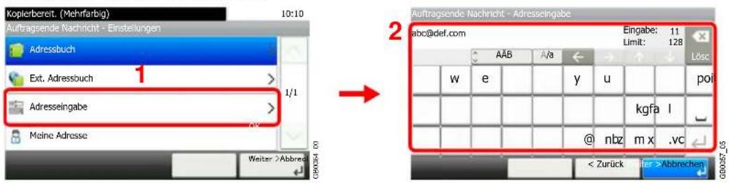 Kopierbereit. (Mehrfarbig) Auftragsende Nachricht - Einstellungen Adressbuch Ext. Adressbuch 1/1 Adresseingabe Meine Adresse 2 Auftragsende Nachricht - Adresseingabe abc@def.com Eingabe: 11 Limit: 128 Lösc AAB A/a ← → ↑ ↓ w e y u y y y y y y y y y y y y y y y y y y y y y y y y y y y y y y y y y y y y y y y y y y y y y y y y y y y y y y y y y y y y y y y y y y y y y y y y y y y y y y y y y y y y y y y y y y y y y y y W e y u poi kgfa l @ nbz m x .vc < Zurück wier >Abbrechen G00057-05