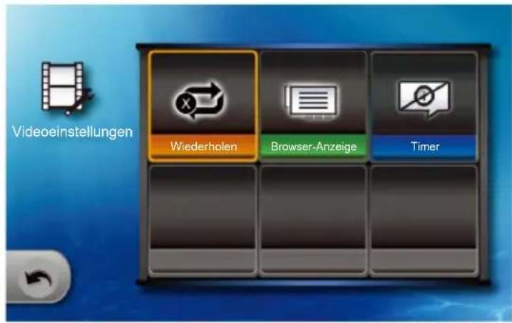 Videoeinstellungen Wiederholen Browser-Anzeige Timer