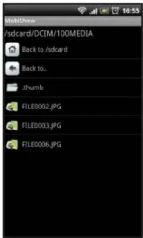 /sdcard/DCIM/100MEDIA Back to /sdcard Back to.. .thumb FILE0002.JPG FILE0003.JPG FILE0006.JPG