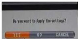Do you want to Apply the settings? YES NO CANCEL