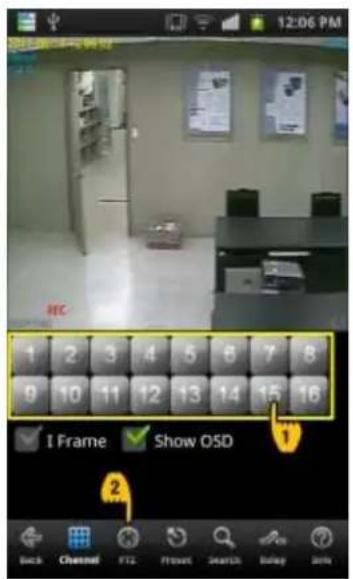 12:06 PM REC 1 2 3 4 5 6 7 8 9 10 11 12 13 14 15 16 I Frame Show OSD Back Channel FT2 Project Search Running Tools